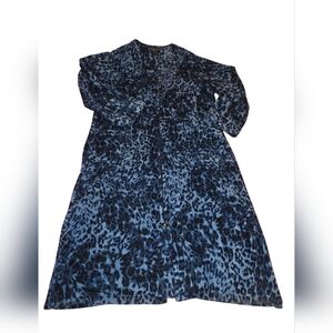 Miss Elaine Relax Blue Leopard Print Large Ladies Robe